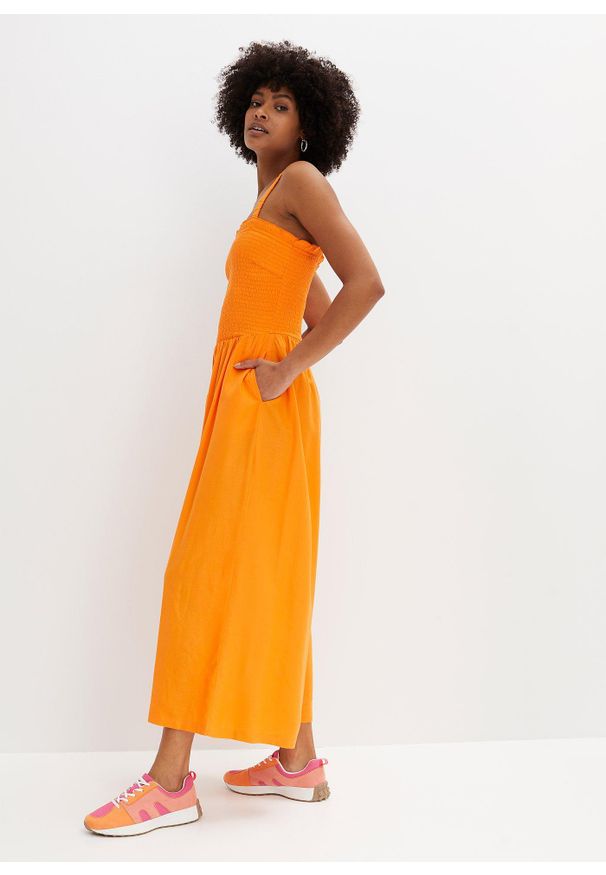 bonprix - Kombinezon z lejącej wiskozy. Kolor: pomarańczowy. Materiał: wiskoza. Sezon: lato