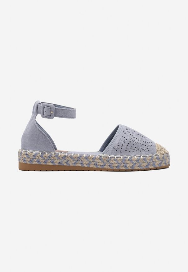 Born2be - Niebieskie Płaskie Ażurowe Espadryle na Plecionej Podeszwie Mallerena. Okazja: na spacer. Kolor: niebieski. Wzór: ażurowy. Sezon: lato. Obcas: na obcasie. Styl: elegancki. Wysokość obcasa: niski