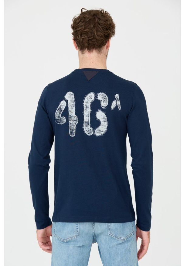 Aeronautica Militare - AERONAUTICA MILITARE Granatowy męski longsleeve bawełniany, Rozmiar 3XL. Kolor: niebieski. Materiał: bawełna. Długość rękawa: długi rękaw