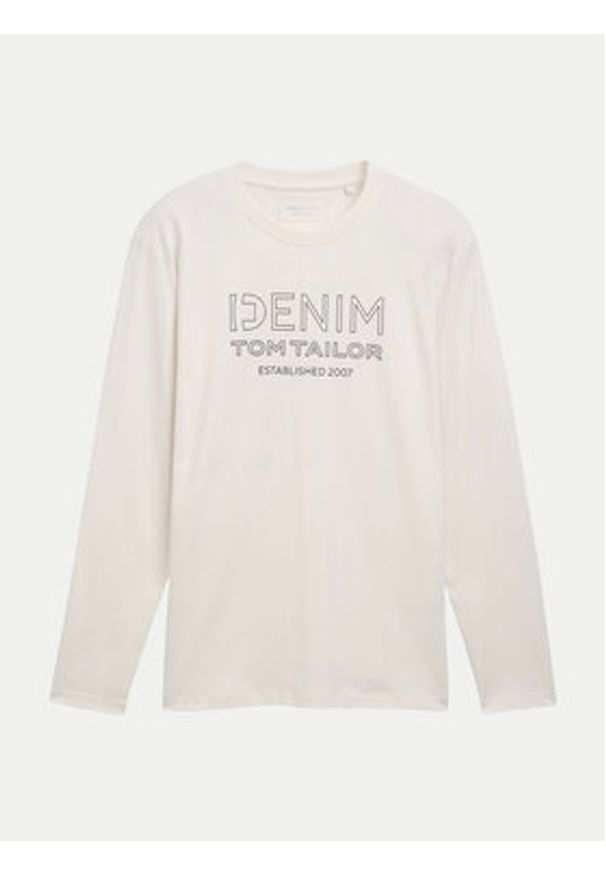 Tom Tailor Denim Longsleeve 1043484 Écru Regular Fit. Materiał: bawełna. Długość rękawa: długi rękaw