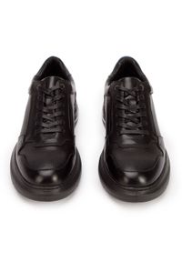 Wittchen - Męskie sneakersy skórzane z poduszką powietrzną czarne. Nosek buta: okrągły. Kolor: czarny. Materiał: skóra. Obcas: na koturnie #4