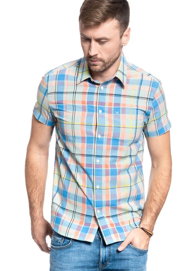 Wrangler - WRANGLER SS 1 PKT SHIRT MĘSKA KOSZULA GOSSAMER GREEN W5J14MG07 112130162