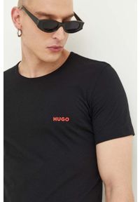 Hugo - HUGO t-shirt bawełniany 3-pack kolor czarny z nadrukiem. Kolor: czarny. Materiał: bawełna. Długość rękawa: krótki rękaw. Długość: krótkie. Wzór: nadruk #9