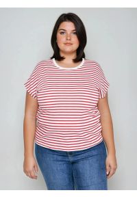 Big-Star - Koszulka damska w paski biało-czerwona Aleksa 603. Okazja: na co dzień. Kolor: czerwony. Materiał: dzianina, bawełna, jeans, żakard. Wzór: paski. Styl: casual #4