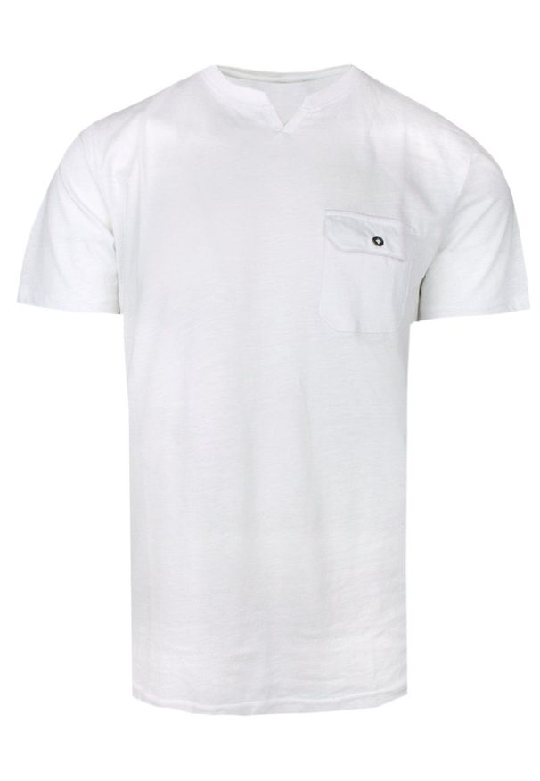 Męski T-Shirt (Koszulka) - Brave Soul - Biały z Kieszonką. Okazja: na co dzień. Kolor: biały. Materiał: bawełna. Sezon: lato, wiosna. Styl: casual