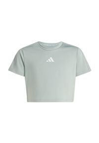 Adidas - Koszulka Train Essentials Seasonal Print. Kolor: szary, wielokolorowy, zielony. Technologia: ClimaCool (Adidas). Wzór: nadruk. Sport: joga i pilates #1