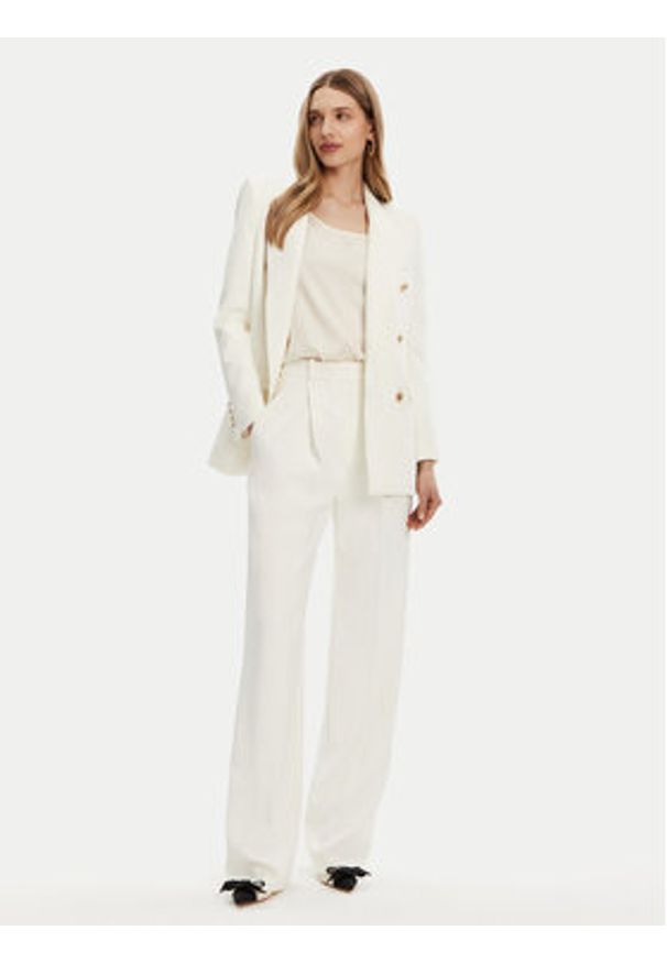 Elisabetta Franchi Spodnie materiałowe PA-081-51E2-V360 Biały Regular Fit. Kolor: biały. Materiał: syntetyk