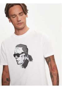 Karl Lagerfeld - KARL LAGERFELD T-Shirt 755060 544242 Biały Regular Fit. Typ kołnierza: dekolt w karo. Kolor: biały. Materiał: bawełna #3