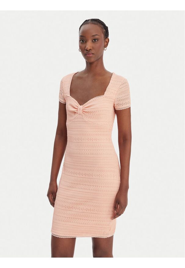 Guess Sukienka codzienna W6GK15 K2950 Pomarańczowy Slim Fit. Okazja: na co dzień. Kolor: pomarańczowy. Materiał: syntetyk. Typ sukienki: proste. Styl: casual