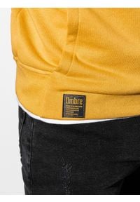 Ombre Clothing - Bluza męska z kapturem B1079 - żółta - XL. Typ kołnierza: kaptur. Kolor: żółty. Materiał: bawełna, poliester #3
