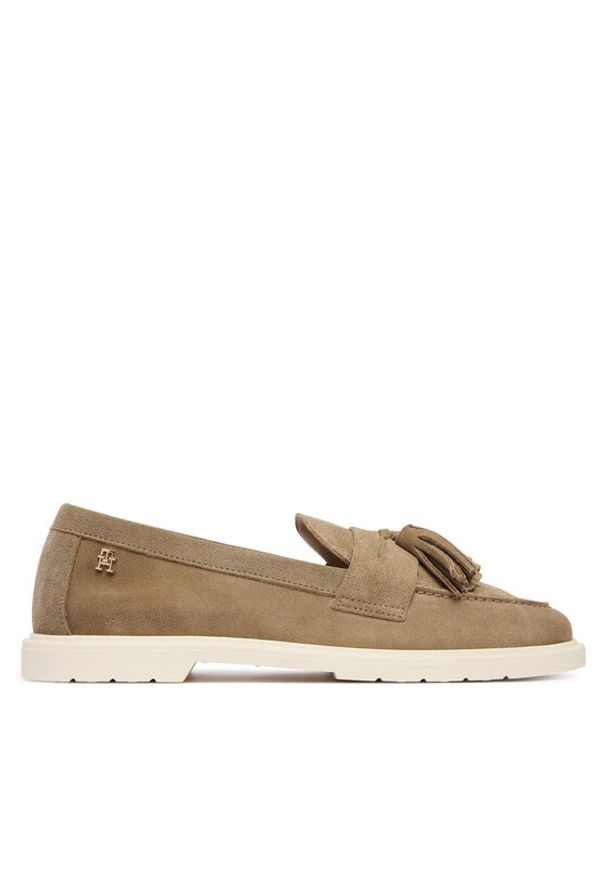 TOMMY HILFIGER - Tommy Hilfiger Loafersy Light Suede Tassel Loafer FW0FW09285 Brązowy. Kolor: brązowy. Materiał: zamsz, skóra
