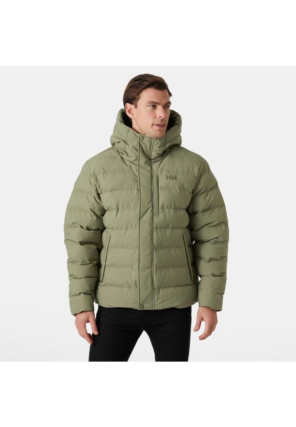 Kurtka z kapturem Helly Hansen Alby Puffy. Typ kołnierza: kaptur. Kolor: zielony. Materiał: puch. Styl: klasyczny
