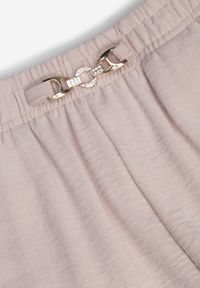 Born2be - Różowe Szerokie Spodnie Casual z Wysokim Stanem i Biżuteryjną Aplikacją Aronia. Okazja: na co dzień. Stan: podwyższony. Kolekcja: plus size. Kolor: różowy. Długość: krótkie. Wzór: aplikacja. Styl: casual #2