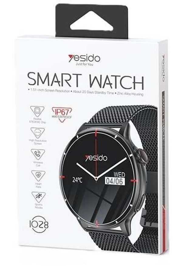 Smartwatch Yesido IO28 Smartwatch BT5.2 300mAh IP67 BLACK / CZARNY. Rodzaj zegarka: smartwatch. Kolor: czarny
