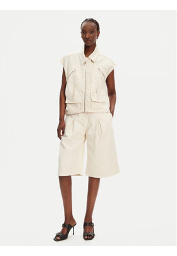 Pinko - PINKO Bermudy Pascal 105245 A2M8 Beżowy Relaxed Fit. Kolor: beżowy. Materiał: bawełna