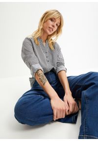 bonprix - Tunika bawełniana. Typ kołnierza: kołnierzyk stójkowy. Kolor: niebieski. Materiał: bawełna #1