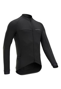 VAN RYSEL - Bluza rowerowa Triban RC100 długi rękaw. Kolor: czarny. Materiał: polar, materiał, poliester, elastan. Długość rękawa: długi rękaw. Długość: długie. Sport: kolarstwo