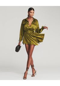 RETROFETE - Zielonka sukienka z jedwabiu. Kolor: zielony. Materiał: jedwab. Typ sukienki: asymetryczne. Styl: klasyczny. Długość: mini #5