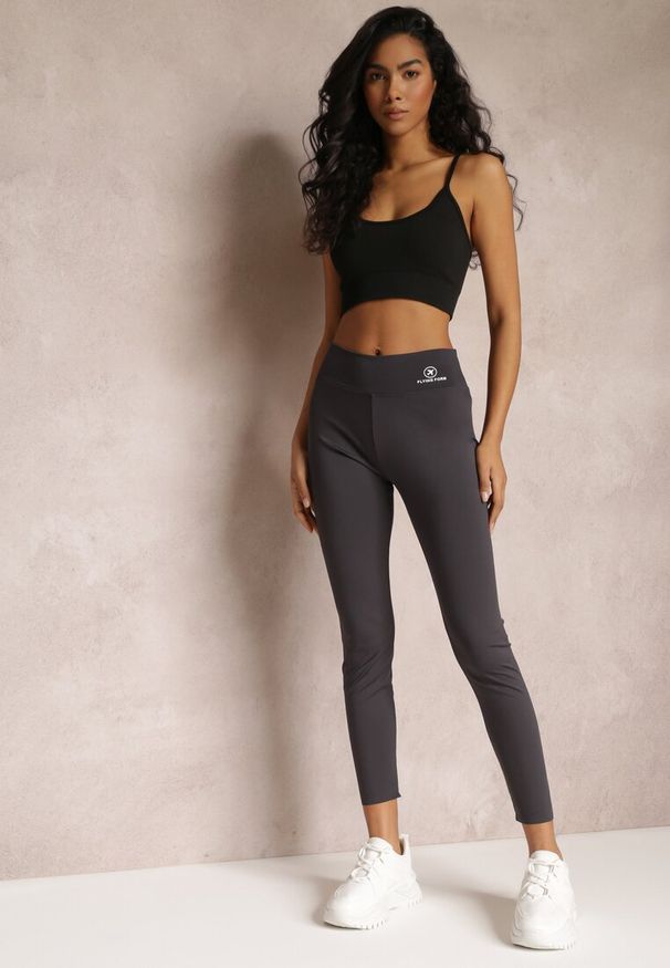 Renee - Ciemnoszare Legginsy z Gumką w Talii z Długimi Nogawkami Somys. Kolor: szary. Materiał: dzianina. Długość: długie