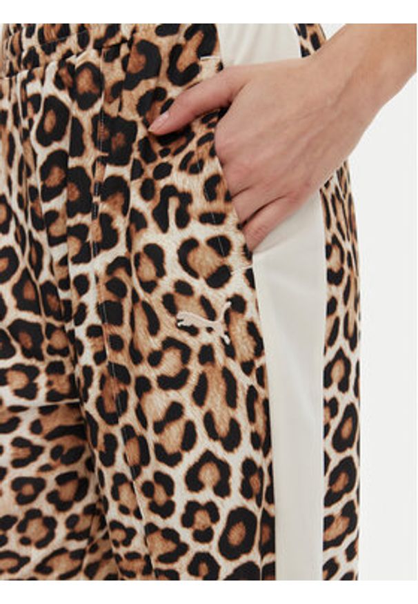 Puma Spodnie dresowe T7 Leo Luxe 632343 Brązowy Straight Fit. Kolor: brązowy. Materiał: syntetyk