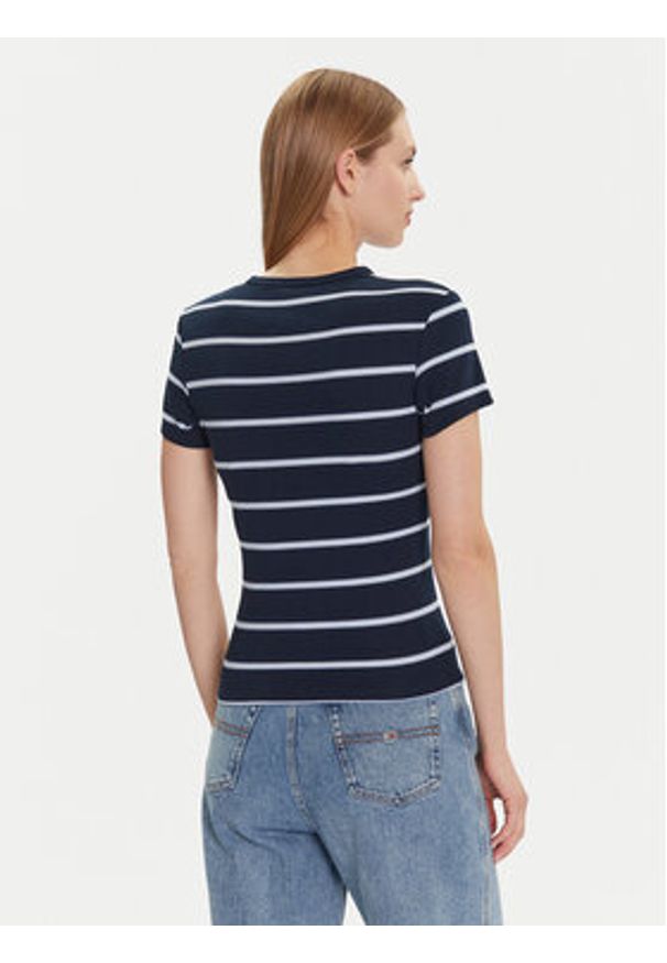 Tommy Jeans T-Shirt Essential DW0DW17383 Granatowy Slim Fit. Kolor: niebieski. Materiał: bawełna