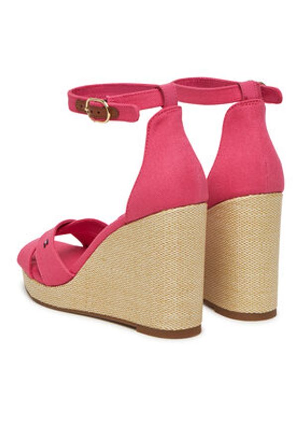 TOMMY HILFIGER - Tommy Hilfiger Sandały Flag High Wedge Espad Crisscross FW0FW08661 Różowy. Kolor: różowy. Materiał: materiał