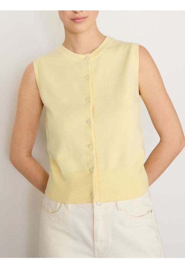 Reserved - Swetrowa kamizelka - jasnożółty. Kolor: żółty. Materiał: bawełna