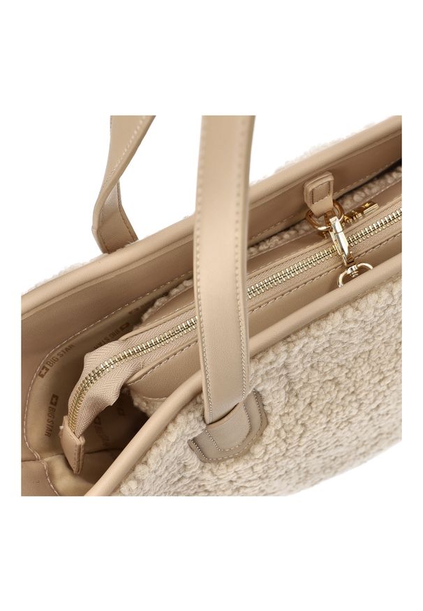 Big-Star - Beżowa Torebka Big Star 2w1 Damska Shopperka + Kosmetyczka. Kolor: beżowy. Sezon: zima, jesień. Styl: casual. Rodzaj torebki: na ramię