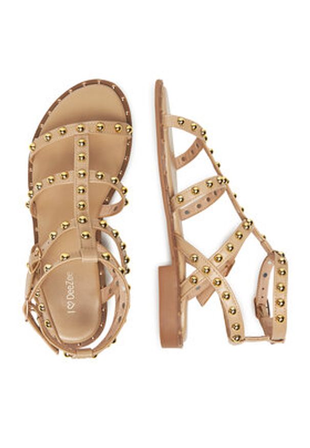 DeeZee Sandały LE601-112 Beżowy. Kolor: beżowy. Materiał: skóra