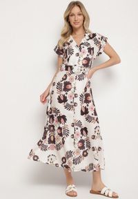 Born2be - Czarna Sukienka z Wiskozą o Koszulowym Kroju z Paskiem z Klamrą Nitasiela. Okazja: na co dzień. Typ kołnierza: dekolt w kształcie V. Kolor: czarny. Materiał: wiskoza. Długość rękawa: krótki rękaw. Typ sukienki: koszulowe. Styl: casual, klasyczny #1