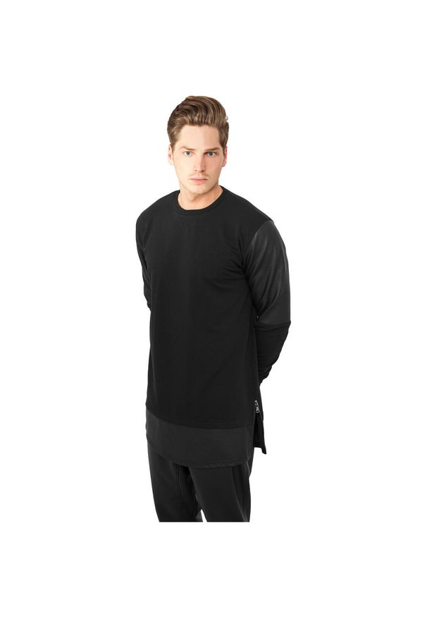 Sweatshirt zapinany na zamek błyskawiczny długi skóra syntetyczna Urban Classics. Kolor: czarny. Materiał: skóra, syntetyk. Długość: długie
