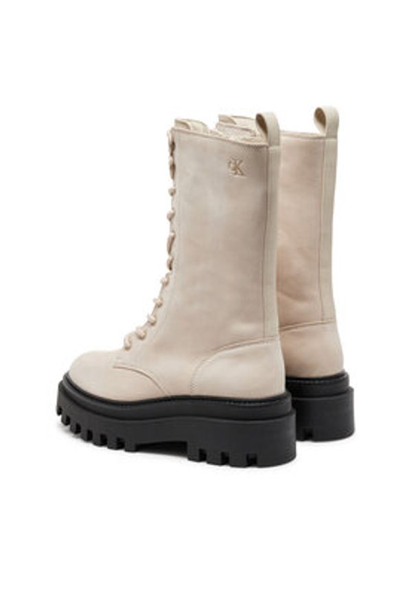 Calvin Klein Jeans Trapery YW0YW01683 Beżowy. Kolor: beżowy. Materiał: skóra