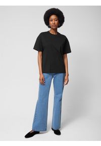 outhorn - T-shirt oversize gładki damski Outhorn - czarny. Kolor: czarny. Materiał: bawełna, dzianina. Długość rękawa: krótki rękaw. Długość: krótkie. Wzór: gładki #2