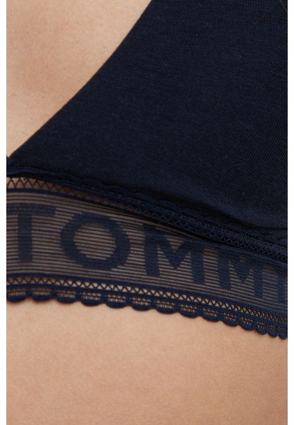 TOMMY HILFIGER - Tommy Hilfiger biustonosz kolor granatowy gładki. Kolor: niebieski. Materiał: włókno, materiał, lyocell. Rodzaj stanika: odpinane ramiączka. Wzór: gładki