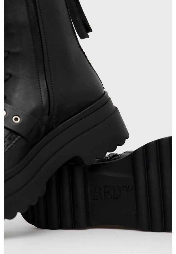 Red Valentino - Workery skórzane. Nosek buta: okrągły. Zapięcie: sznurówki. Kolor: czarny. Materiał: skóra. Obcas: na platformie