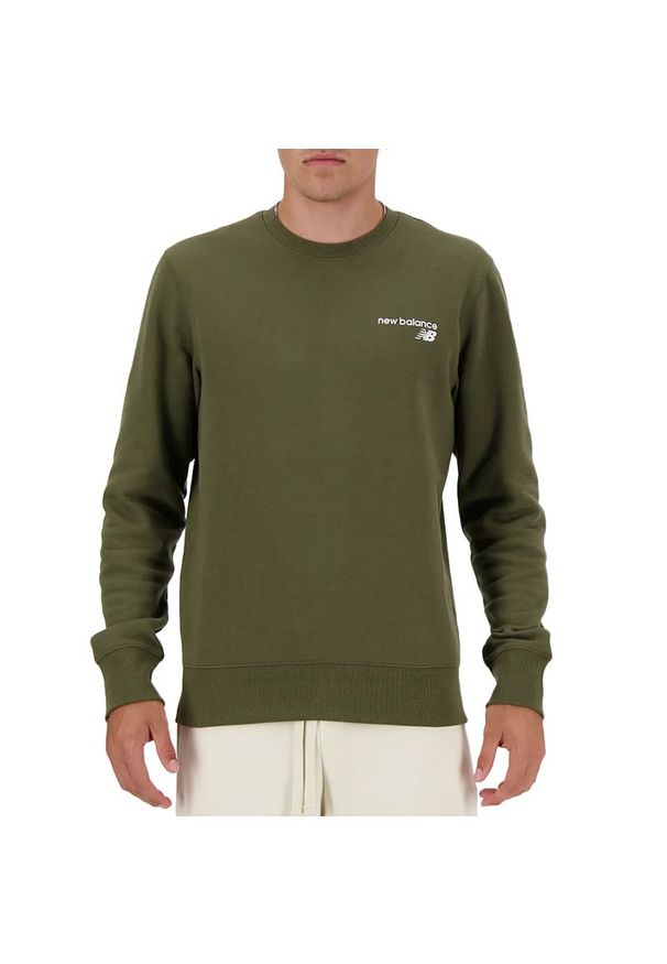 Bluza New Balance MT03911DMO - zielona. Kolor: zielony. Materiał: materiał, bawełna, prążkowany. Styl: sportowy
