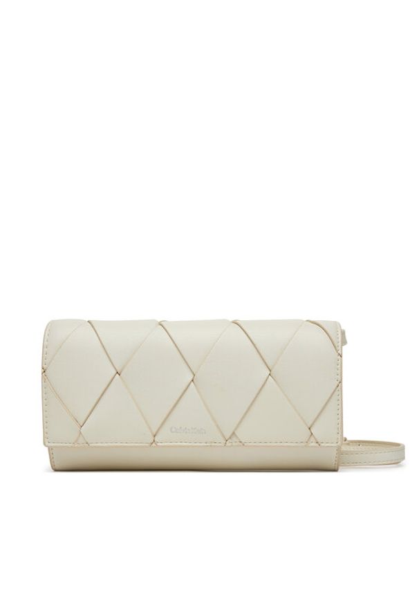 Calvin Klein Torebka Ck Woven Convertible Wallet Bag K60K612970 Biały. Kolor: biały. Materiał: skórzane