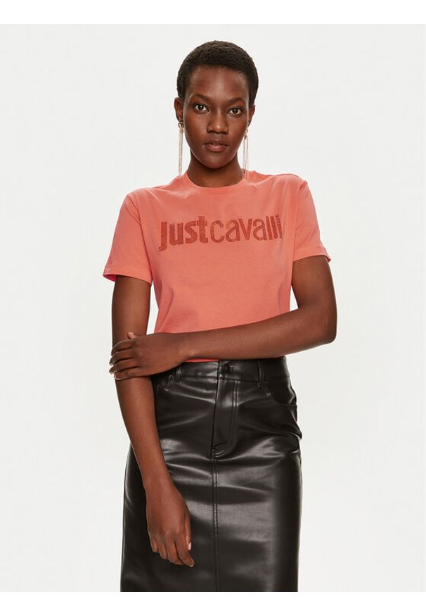 Just Cavalli T-Shirt 76PAHE03 Różowy Regular Fit. Kolor: różowy. Materiał: bawełna