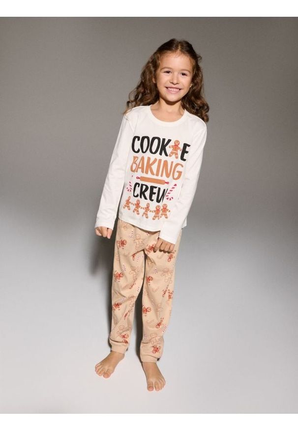 Sinsay - Bawełniana piżama dwuczęściowa z motywem świątecznym - kremowy. Kolor: kremowy. Materiał: bawełna. Styl: wizytowy
