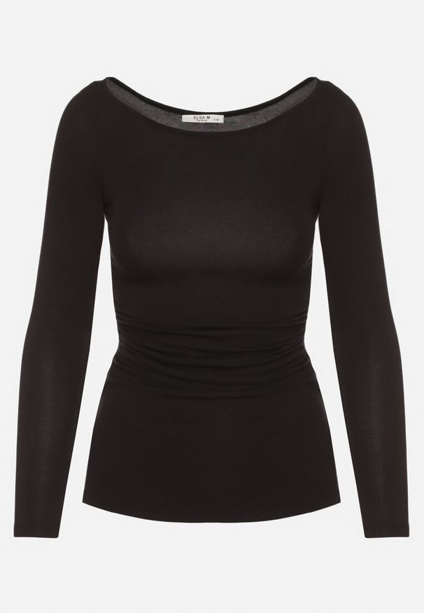 Born2be - Czarna Bluzka z Wiskozą i Marszczeniem Furitta. Okazja: na co dzień. Kolor: czarny. Materiał: wiskoza. Styl: casual, klasyczny