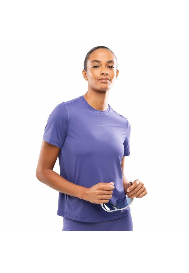 SIROKO - Damska koszulka do biegania z krótkim rękawem Fitness Siroko Singapore Blue. Kolor: niebieski. Materiał: materiał. Długość rękawa: krótki rękaw. Długość: krótkie. Sport: fitness