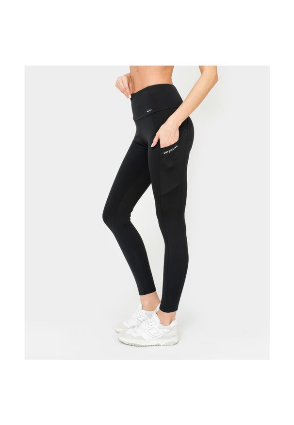 Legginsy z kieszeniami Carpatree Libra czarne. Stan: podwyższony. Kolor: czarny. Materiał: materiał. Sport: fitness