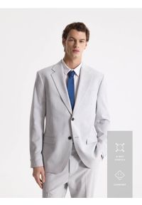 Reserved - Marynarka slim fit z domieszką lnu - jasnoszary. Kolor: szary. Materiał: len #1