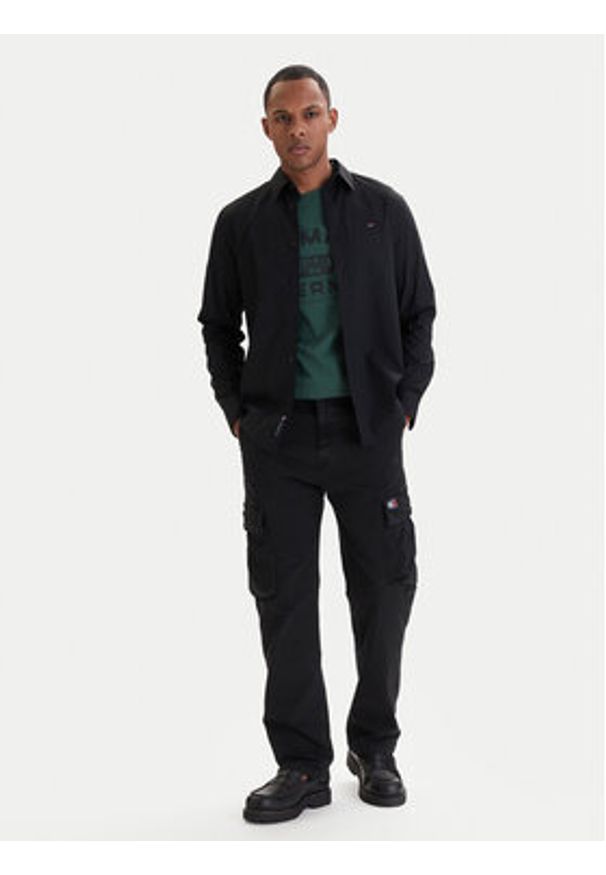 Tommy Jeans Koszula DM0DM22026 Czarny Regular Fit. Kolor: czarny. Materiał: bawełna