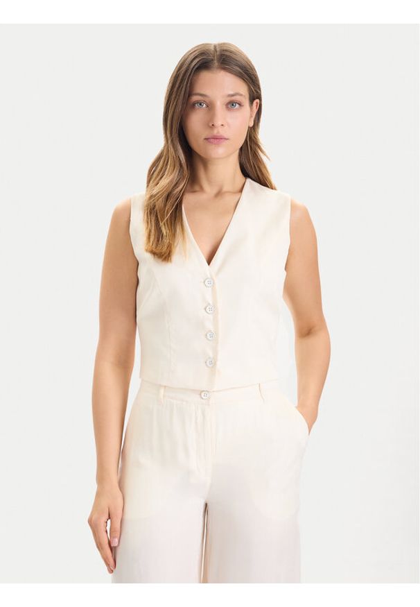 Guess Kamizelka W5YH51 WH5N2 Écru Regular Fit. Kolor: kremowy. Materiał: wiskoza, lyocell