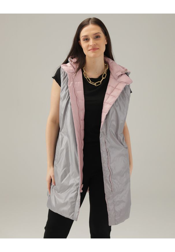 Unisono - DWUSTRONNA KAMIZELKA 76-9813 ROSA-GRC. Materiał: poliamid, nylon, poliester