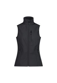 Damska kurtka softshellowa bez rękawów CMP. Typ kołnierza: kaptur. Kolor: czarny. Materiał: softshell. Długość rękawa: bez rękawów. Sport: turystyka piesza #1