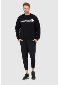 DSQUARED2 Czarna bluza męska z białym logo z liściem, Rozmiar XXL. Kolor: czarny #5