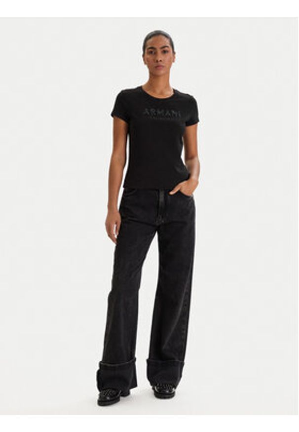 Armani Exchange T-Shirt XW002106 AF10356 UC001 Czarny Slim Fit. Kolor: czarny. Materiał: bawełna