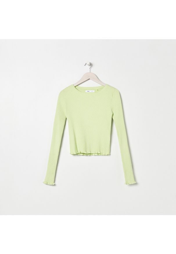 Sinsay - Krótki sweter - Zielony. Kolor: zielony. Długość: krótkie
